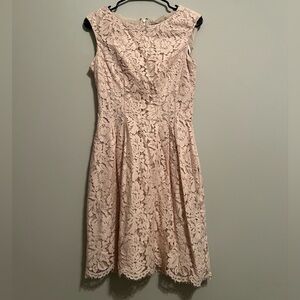 Vince Camuto Cream A-line Midi Dress Sleeveless Scoop Neck for Cocktail